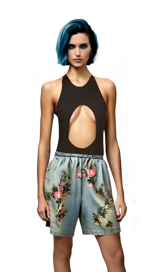 Rosette Rose Denim Shorts by Marigold Shadows
