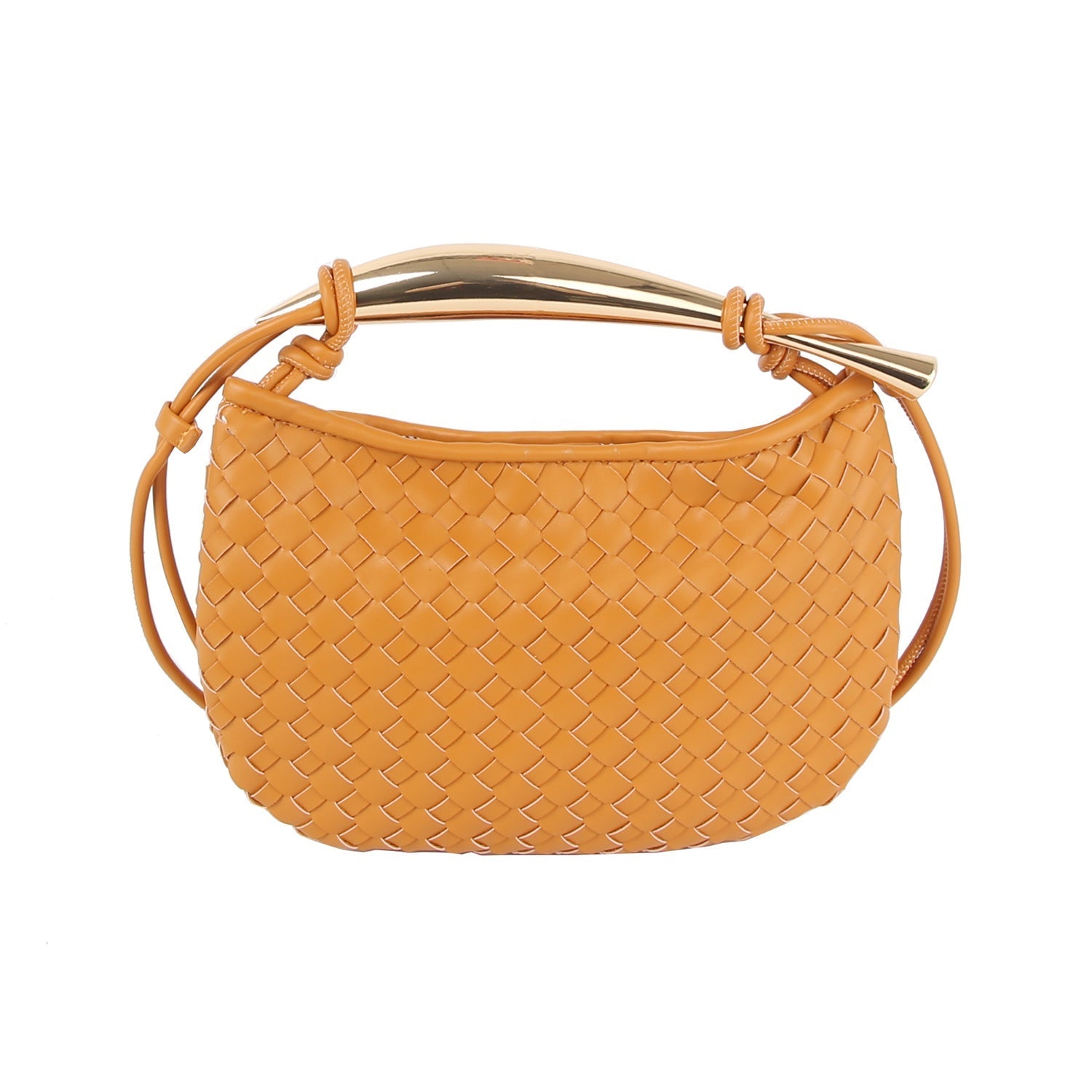 Gold handle unique flat design crossbody by Handbag Factory