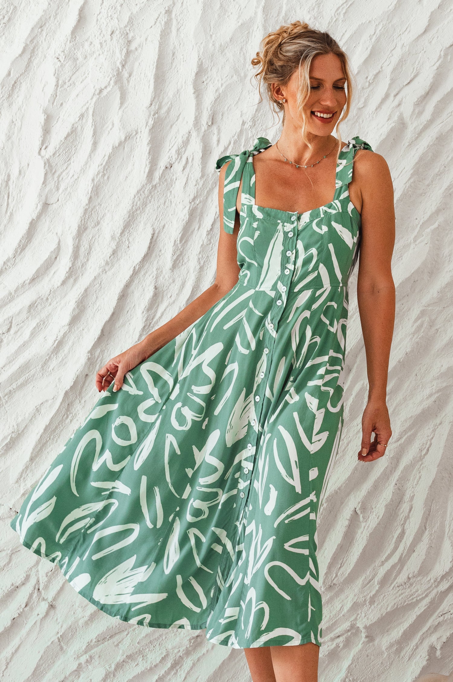 Mia Vita Button Down Dress With Ties by Bali ELF