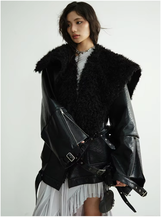 Pumaba Fuzz Motorcycle Jacket by Marigold Shadows