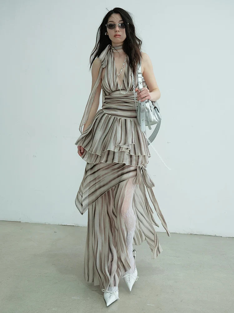 Marigold Shadows Skirts *** Premanther Striped Halter Skirt Set