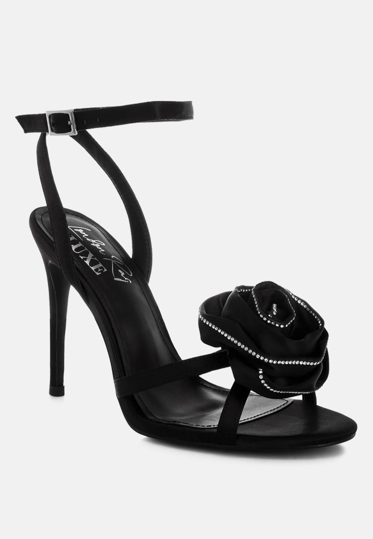 Candela Floral Rhinestone Accent Heel Sandals