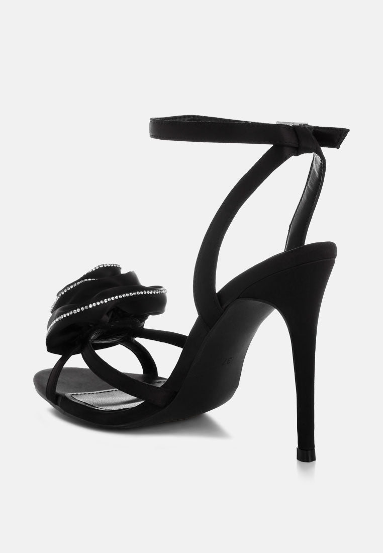 Candela Floral Rhinestone Accent Heel Sandals