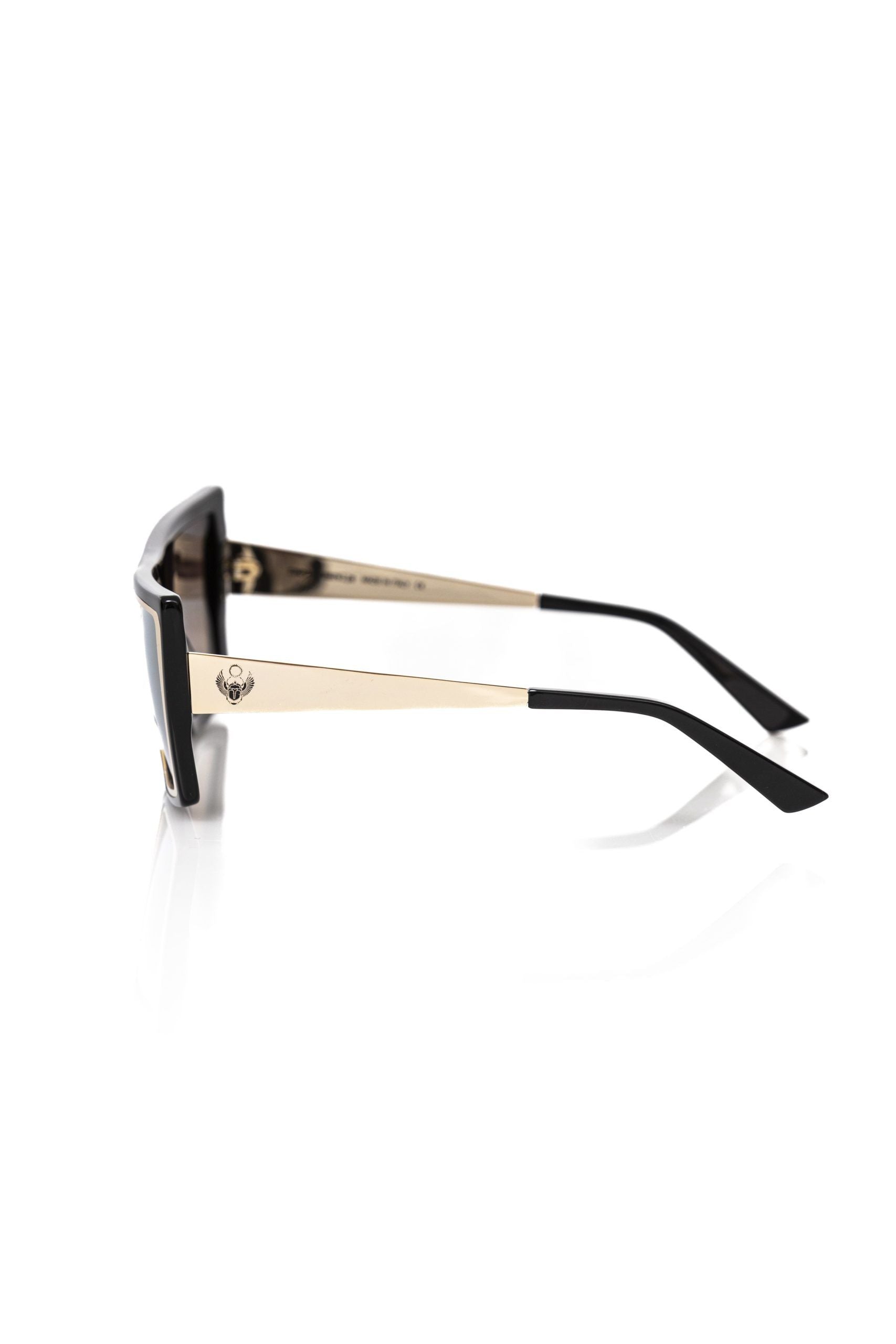 Frankie Morello Elegant Black and Gold Square Sunglasses by Brands Gateway