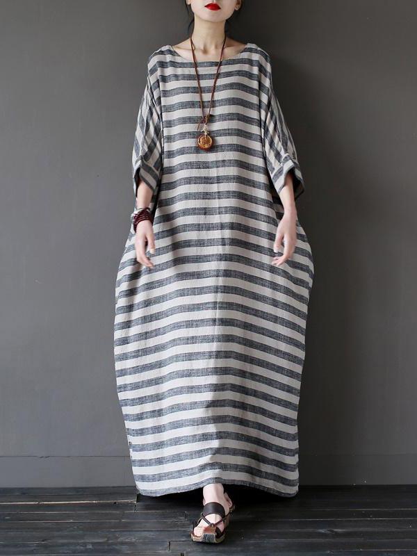 Vintage Loose Striped Dress by migunica