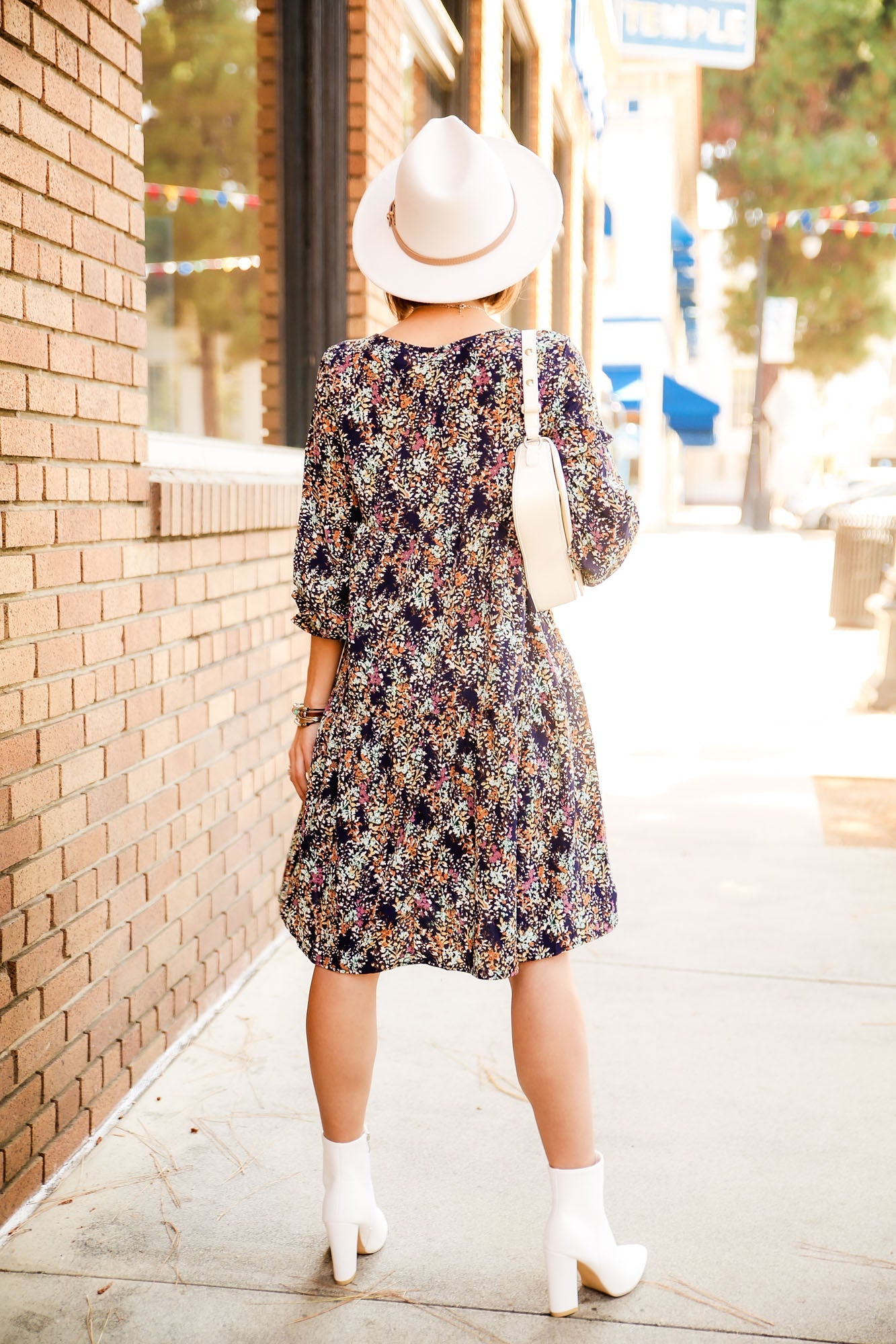 Ditsy Floral Print Puffed Sleeve Gathered Dress by Knit and Lounge