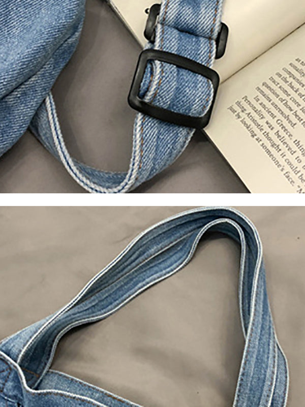 Casual Denim Split-Joint Solid Color Bags Accessories by migunica