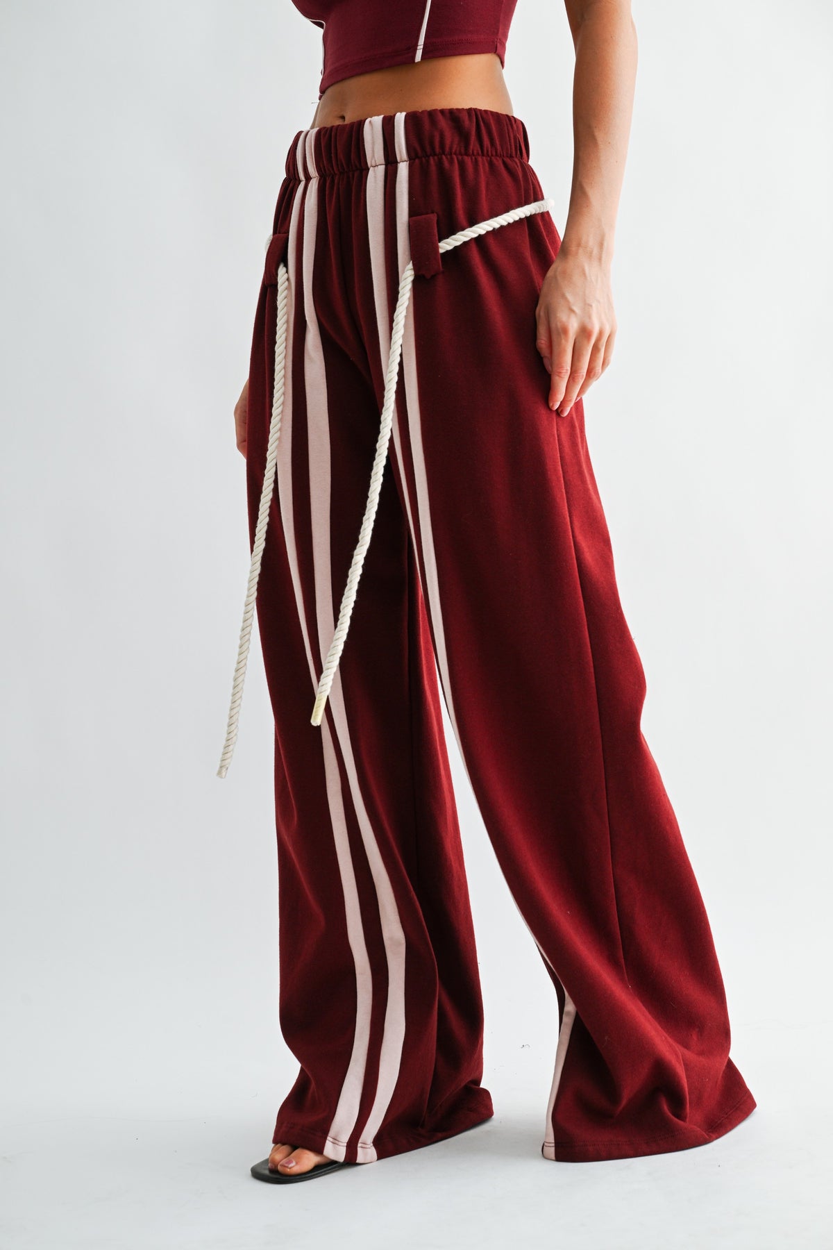 Wine Stripe Rope Sweatpants