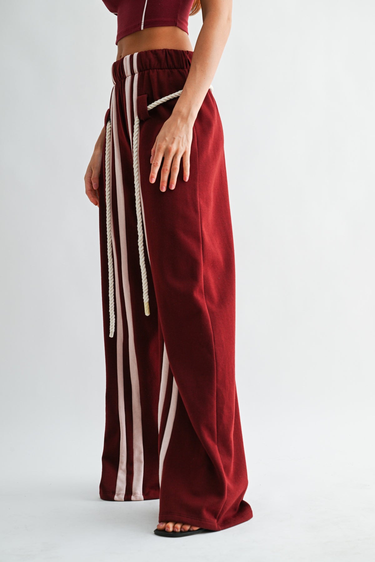 Wine Stripe Rope Sweatpants