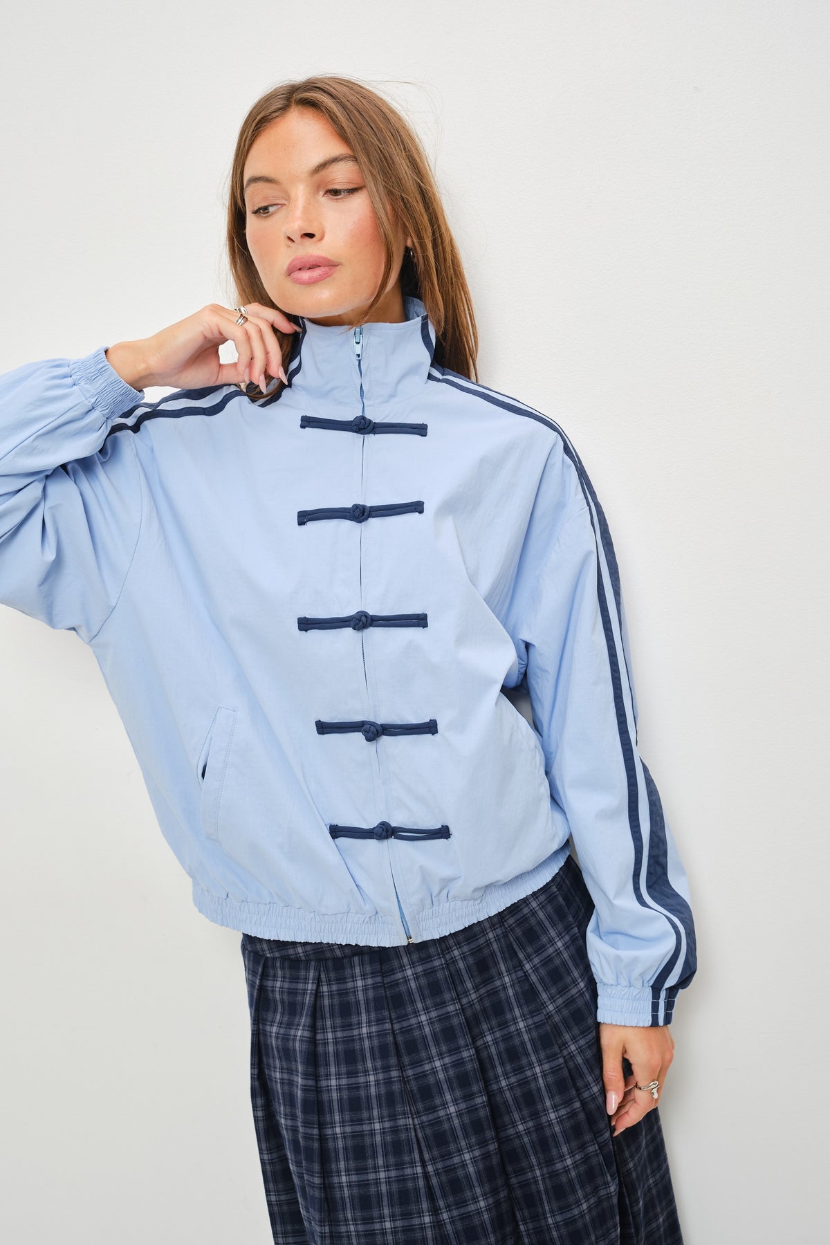 Sky Blue Frog-Button Track Jacket