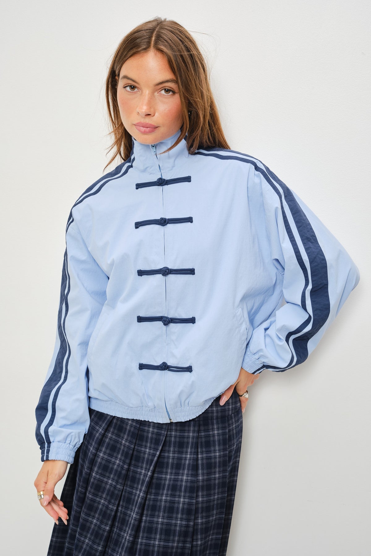 Sky Blue Frog-Button Track Jacket