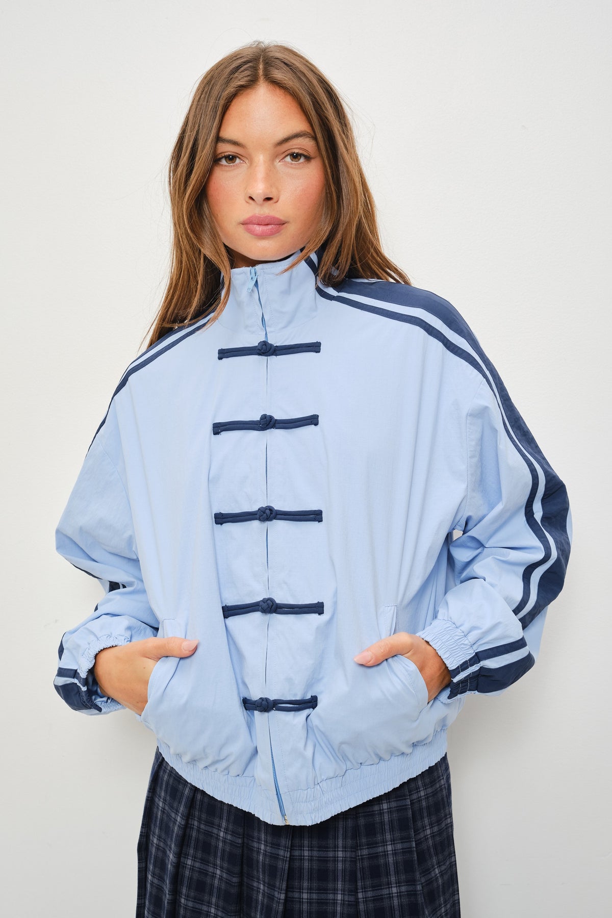Sky Blue Frog-Button Track Jacket