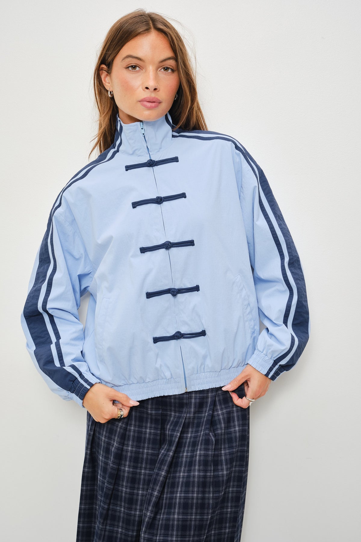Sky Blue Frog-Button Track Jacket