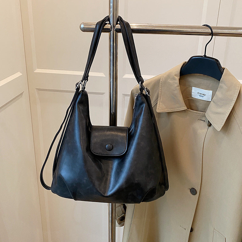 Relaxed Faux-Leather Shoulder Bag