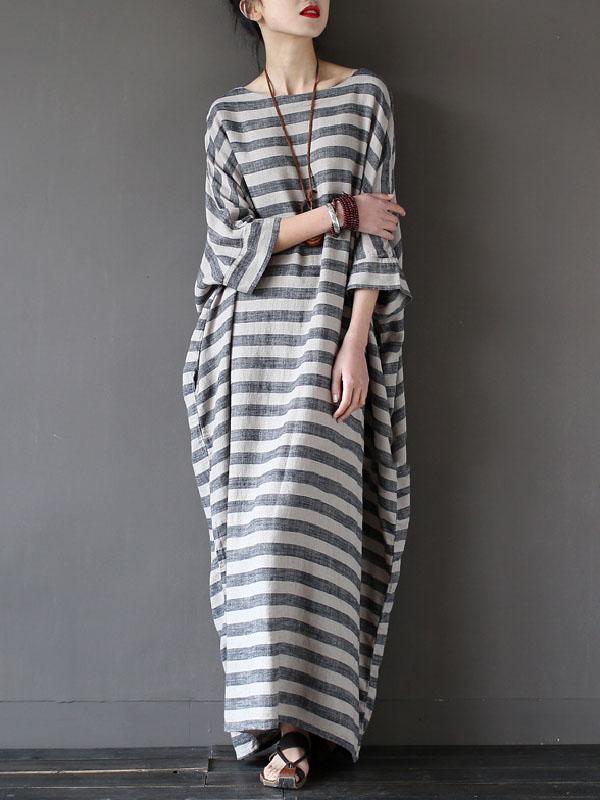 Vintage Loose Striped Dress by migunica