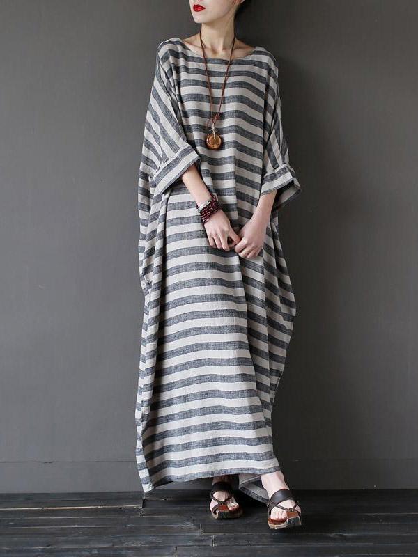 Vintage Loose Striped Dress by migunica