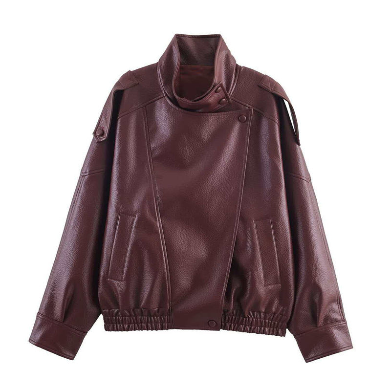 Vintage Moto Faux-Leather Biker Jacket