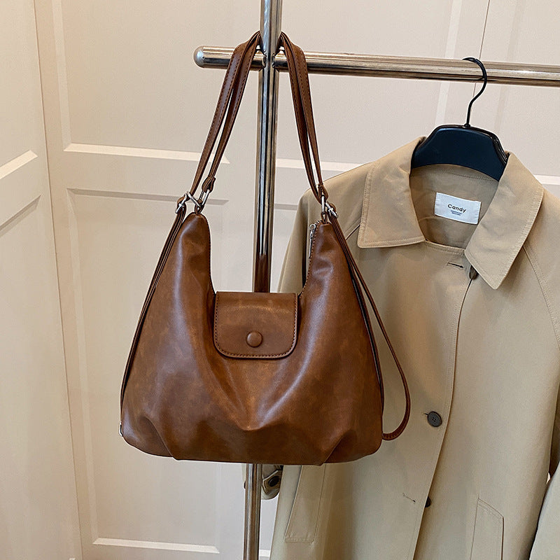 Relaxed Faux-Leather Shoulder Bag