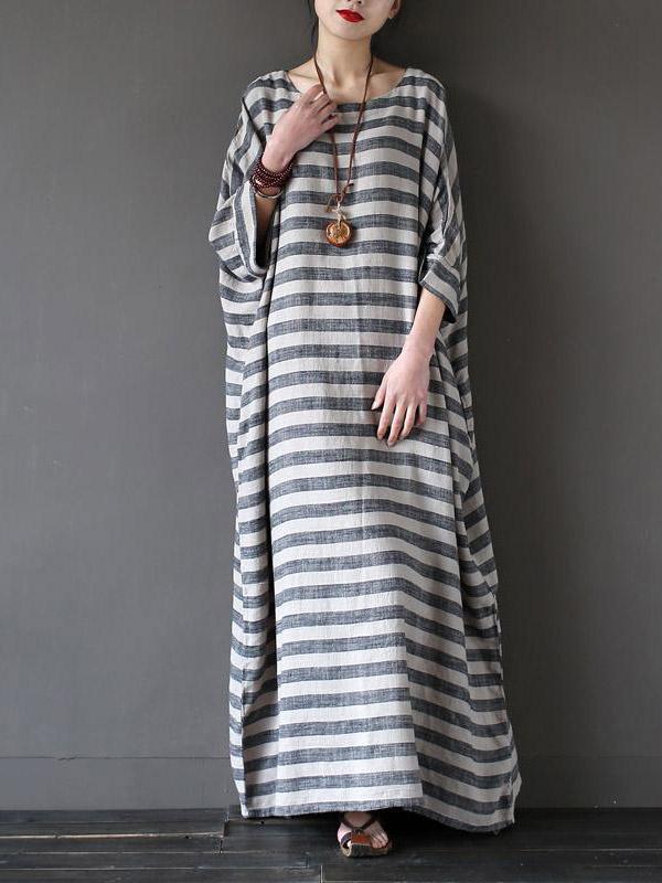 Vintage Loose Striped Dress by migunica