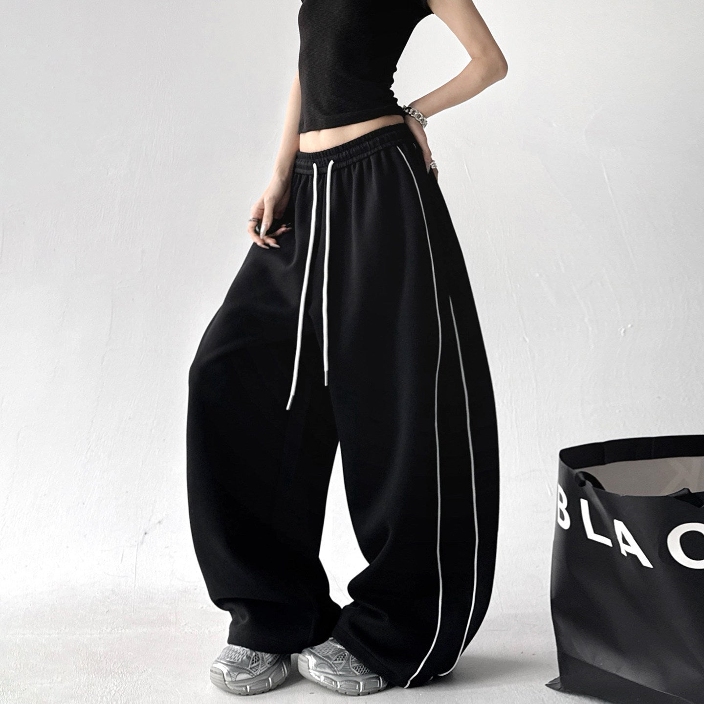 Baggy Wide-Leg Streetwear Track Pants