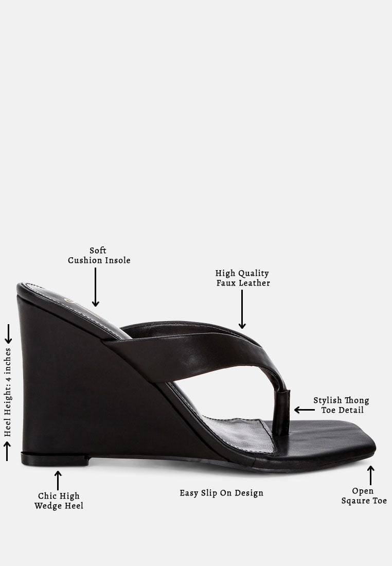 Amilta Square Toe Thong Heels