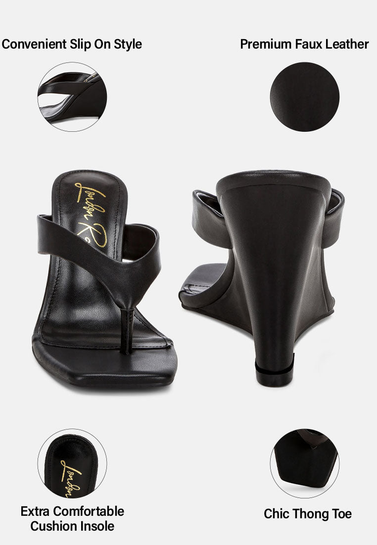 Amilta Square Toe Thong Heels