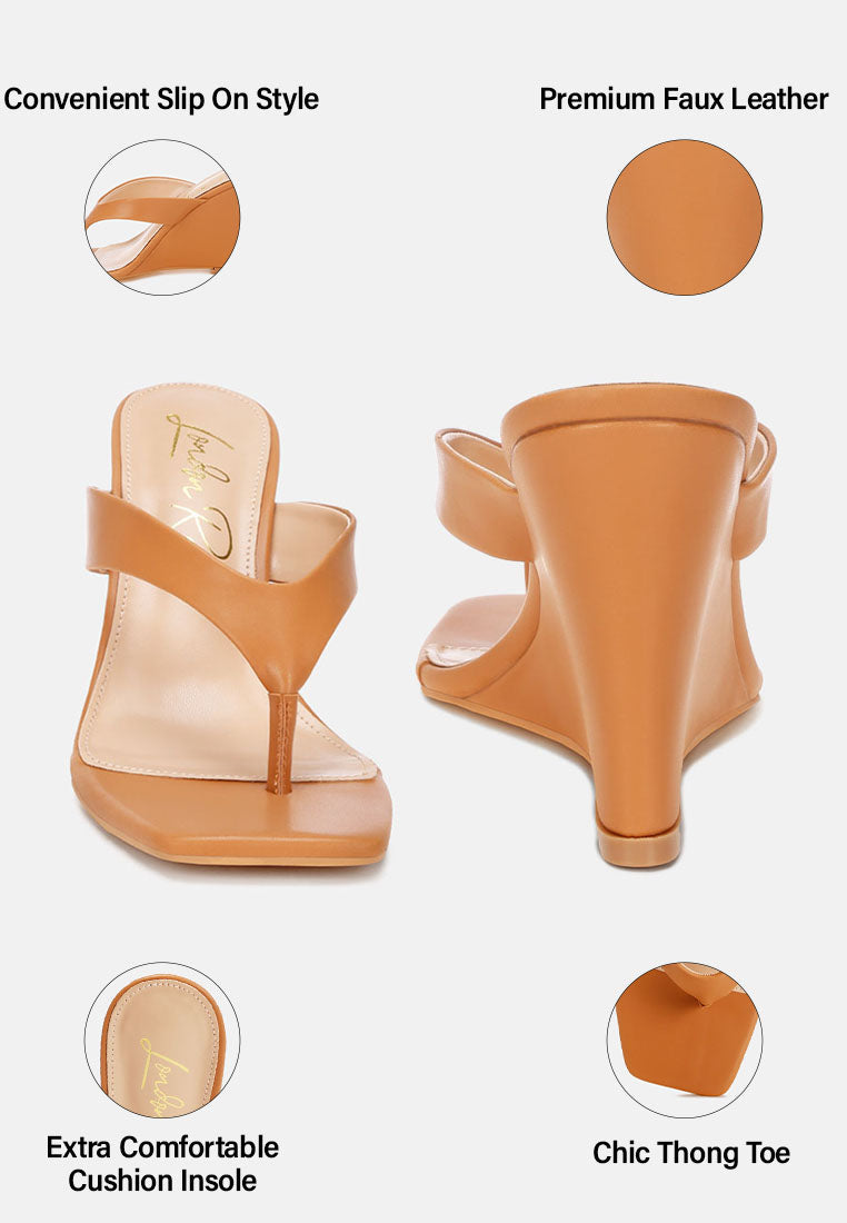 Amilta Square Toe Thong Heels