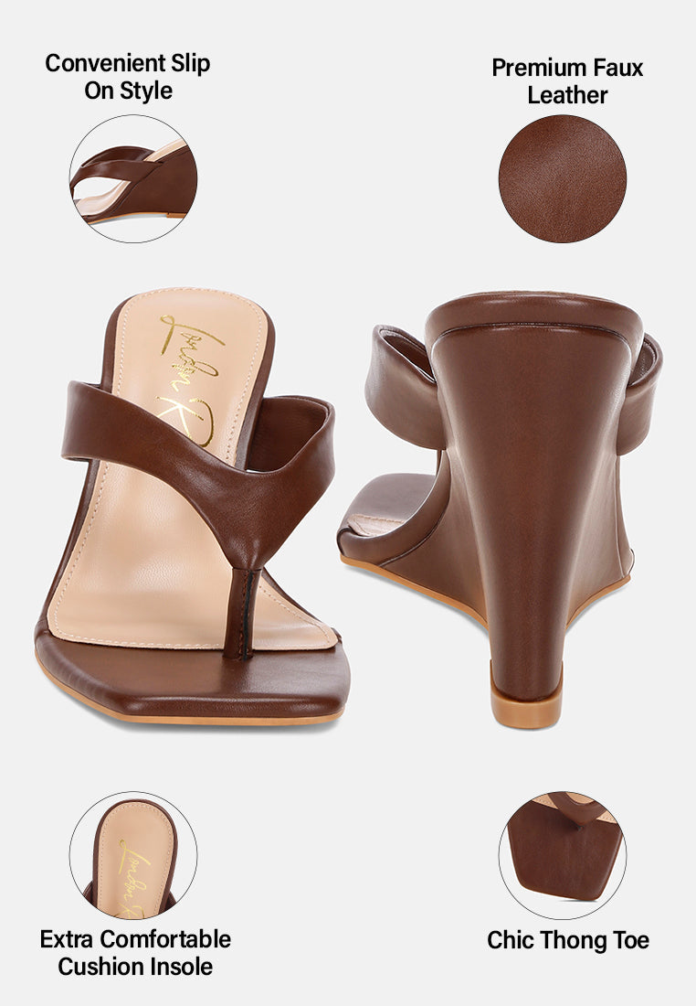 Amilta Square Toe Thong Heels