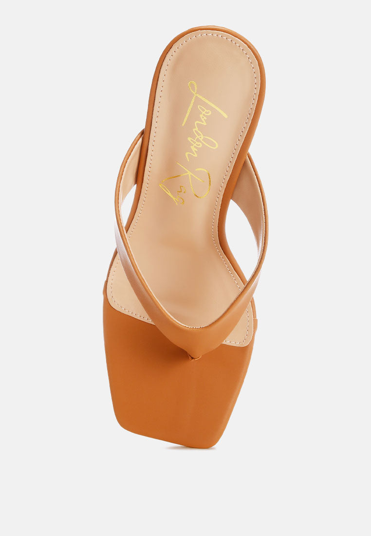 Amilta Square Toe Thong Heels