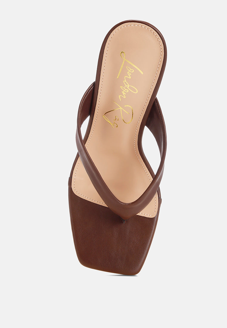 Amilta Square Toe Thong Heels
