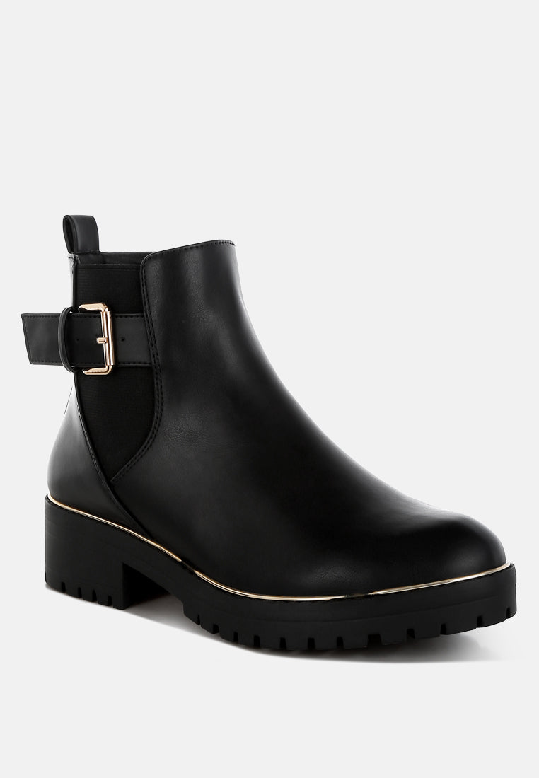 Chunky Buckle Detail Ankle Boots by RAG
