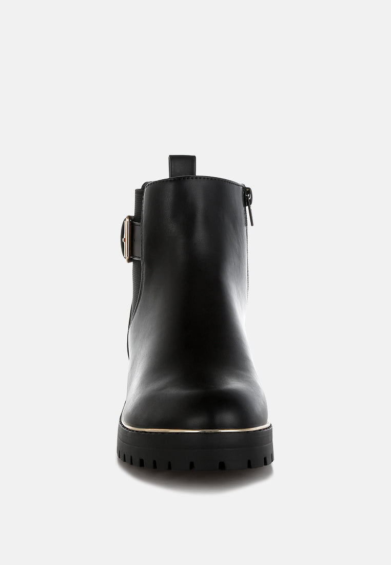 Chunky Buckle Detail Ankle Boots by RAG