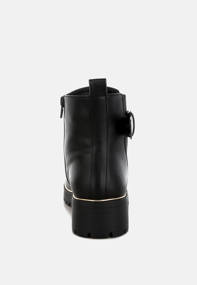 Chunky Buckle Detail Ankle Boots by RAG