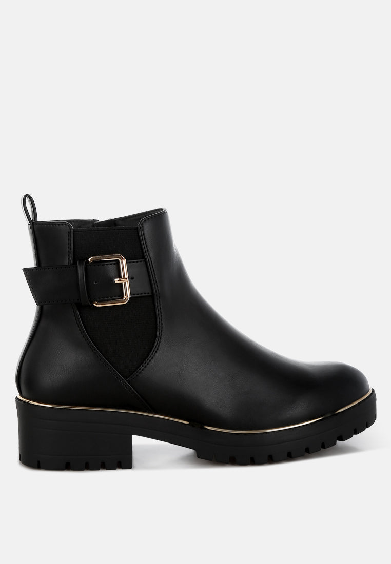 Chunky Buckle Detail Ankle Boots by RAG