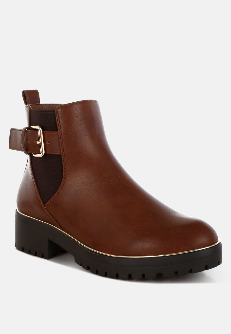 Chunky Buckle Detail Ankle Boots by RAG