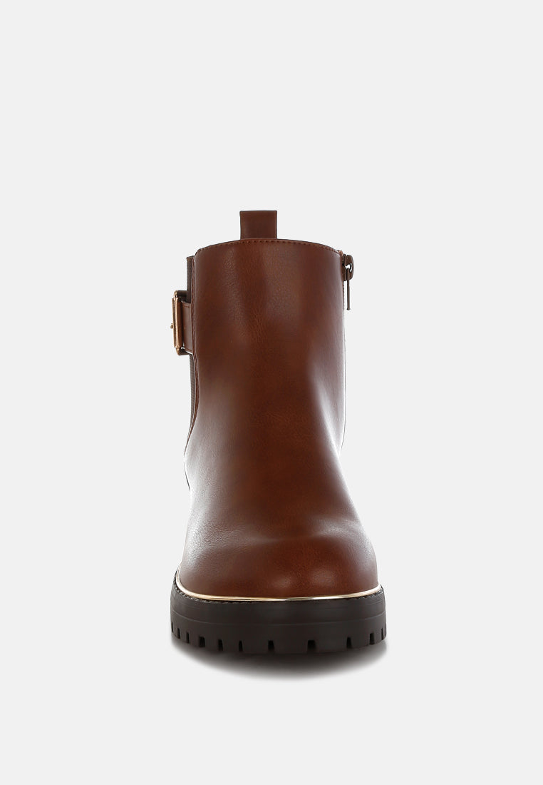 Chunky Buckle Detail Ankle Boots by RAG