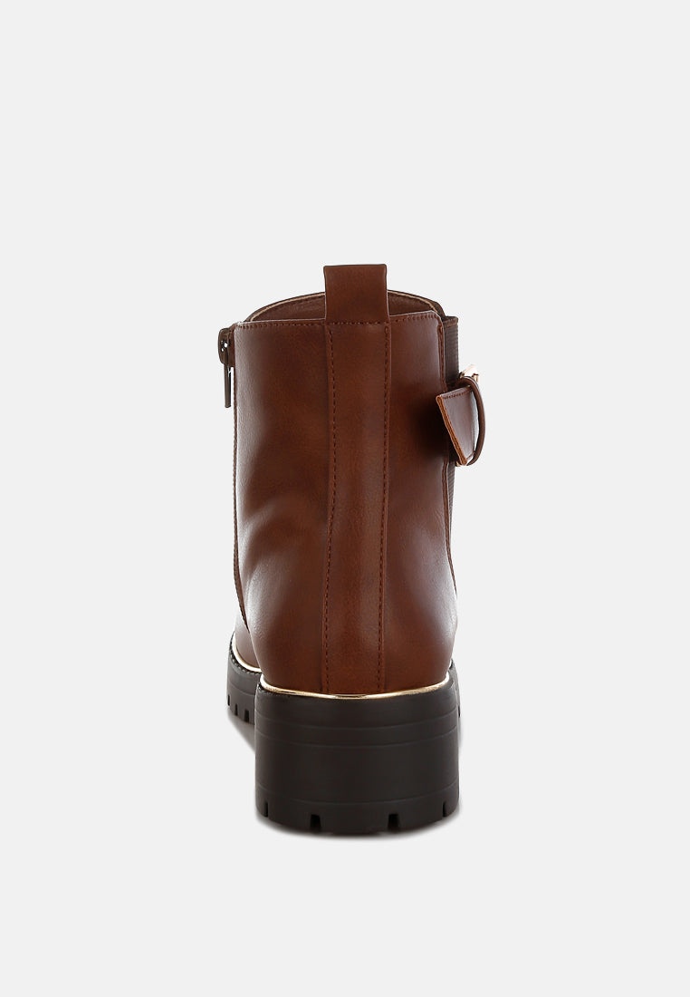 Chunky Buckle Detail Ankle Boots by RAG