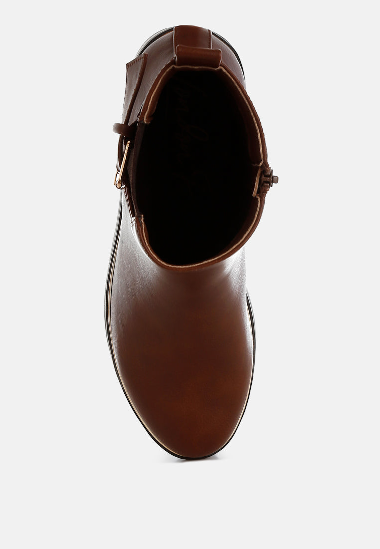 Chunky Buckle Detail Ankle Boots by RAG