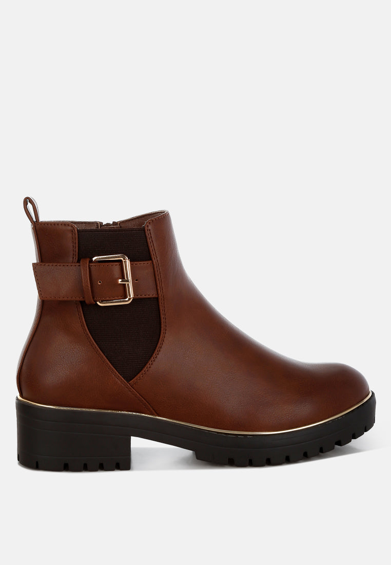 Chunky Buckle Detail Ankle Boots by RAG