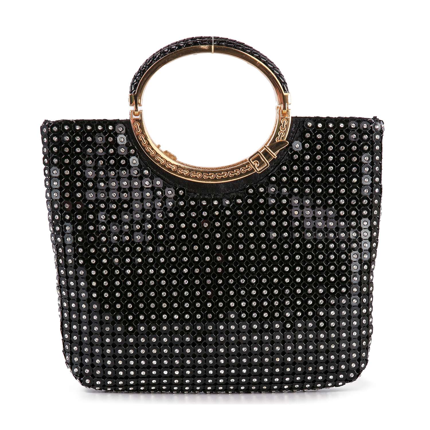 Metal Mesh Rhinestone Hand Tote by Handbag Factory