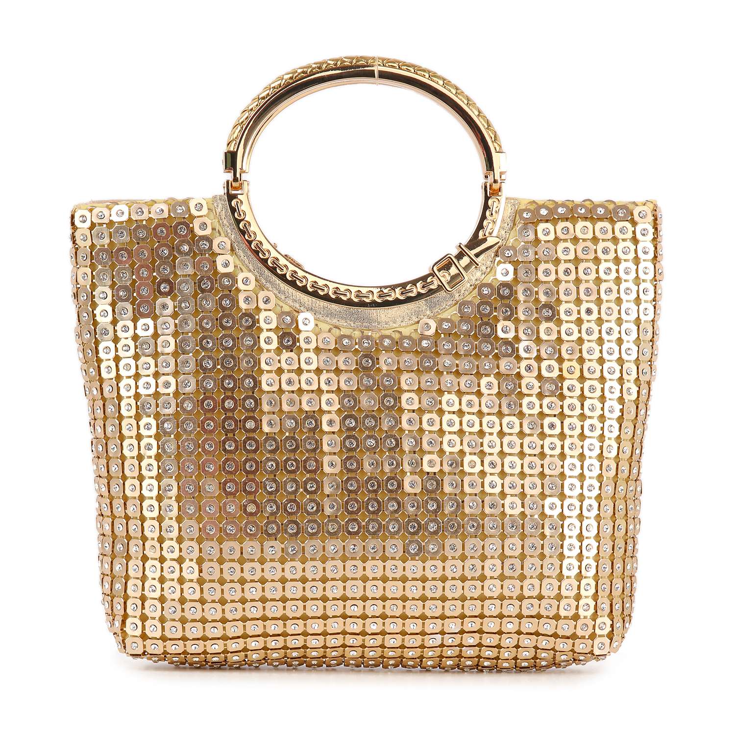 Metal Mesh Rhinestone Hand Tote by Handbag Factory