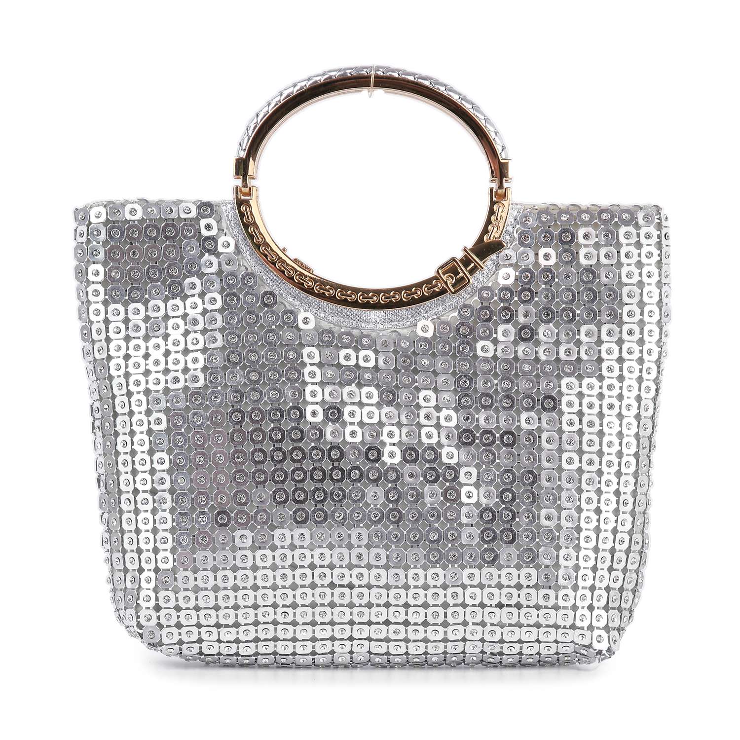 Metal Mesh Rhinestone Hand Tote by Handbag Factory