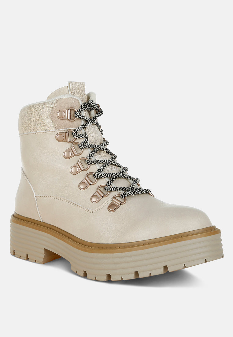 Lace-Up Chunky Warm Ankle Boots by RAG