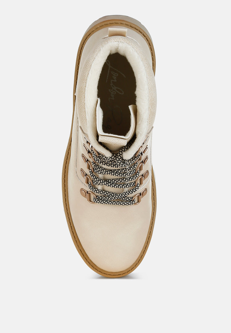 Lace-Up Chunky Warm Ankle Boots by RAG