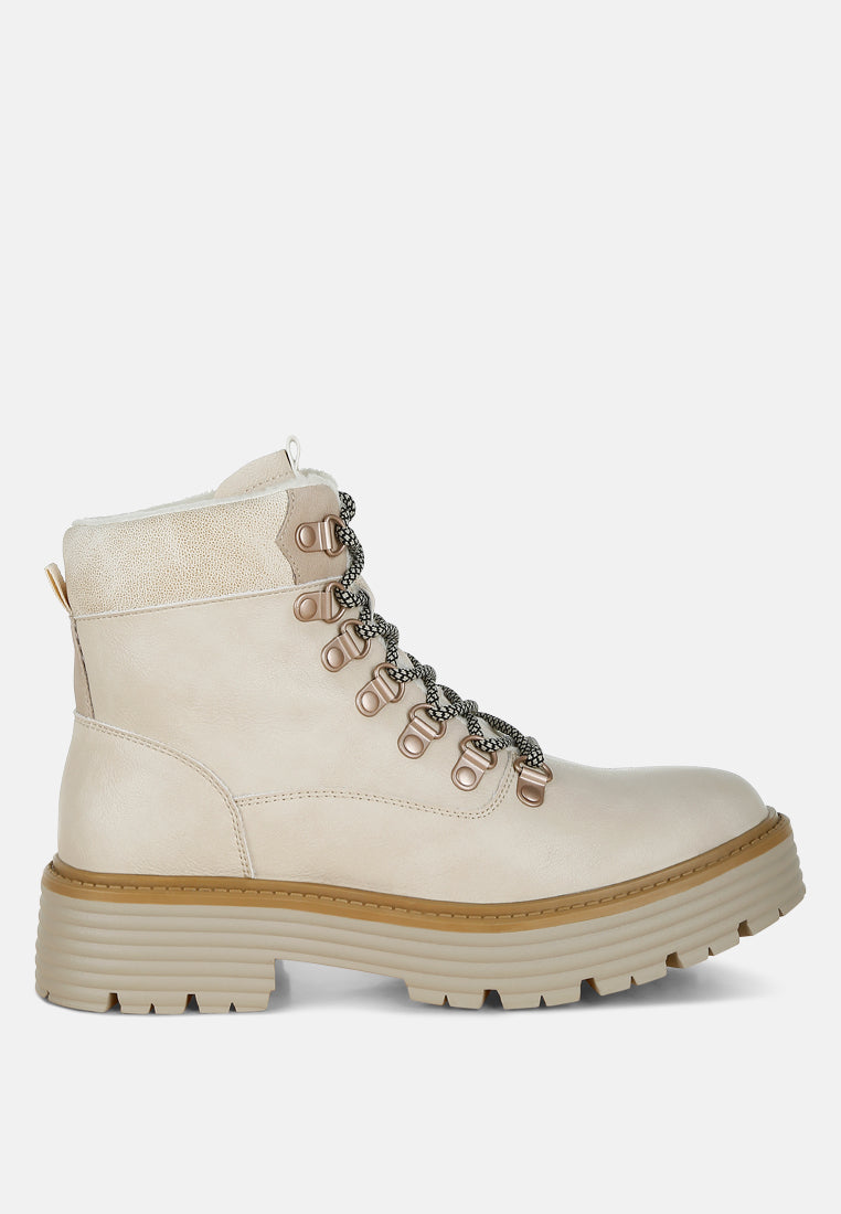Lace-Up Chunky Warm Ankle Boots by RAG