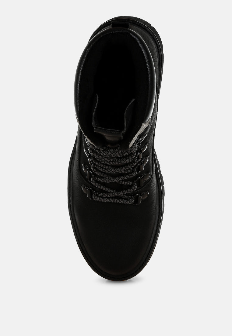 Lace-Up Chunky Warm Ankle Boots by RAG