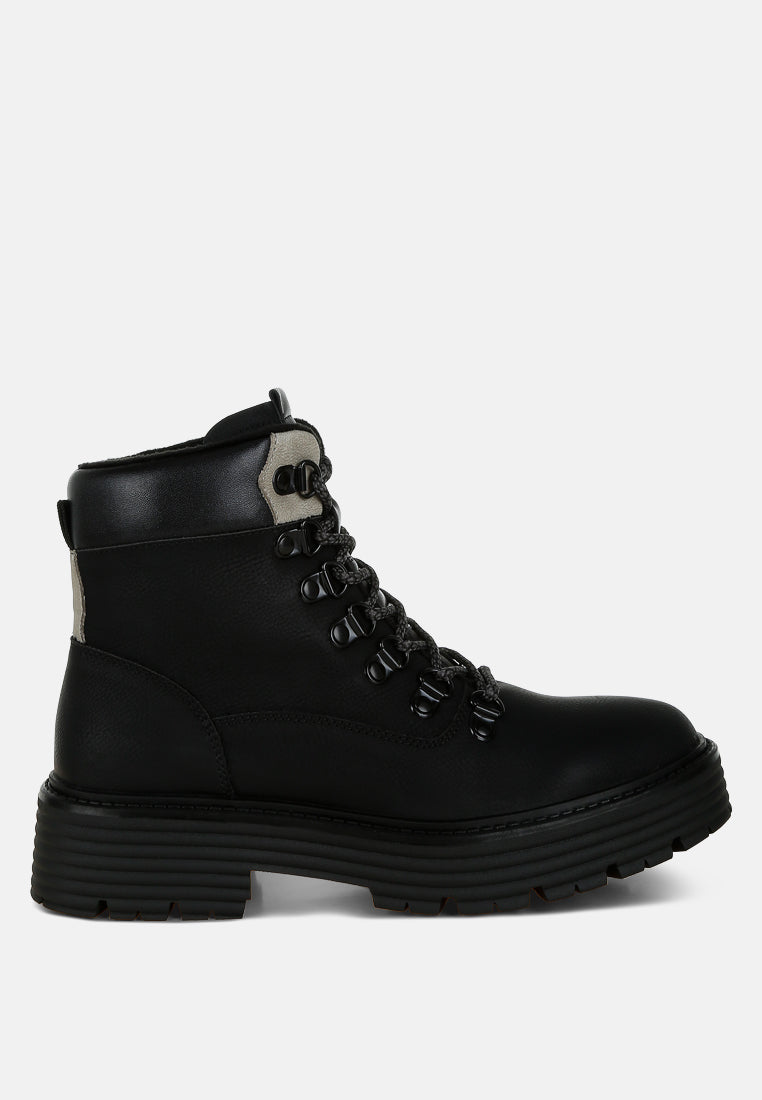 Lace-Up Chunky Warm Ankle Boots by RAG