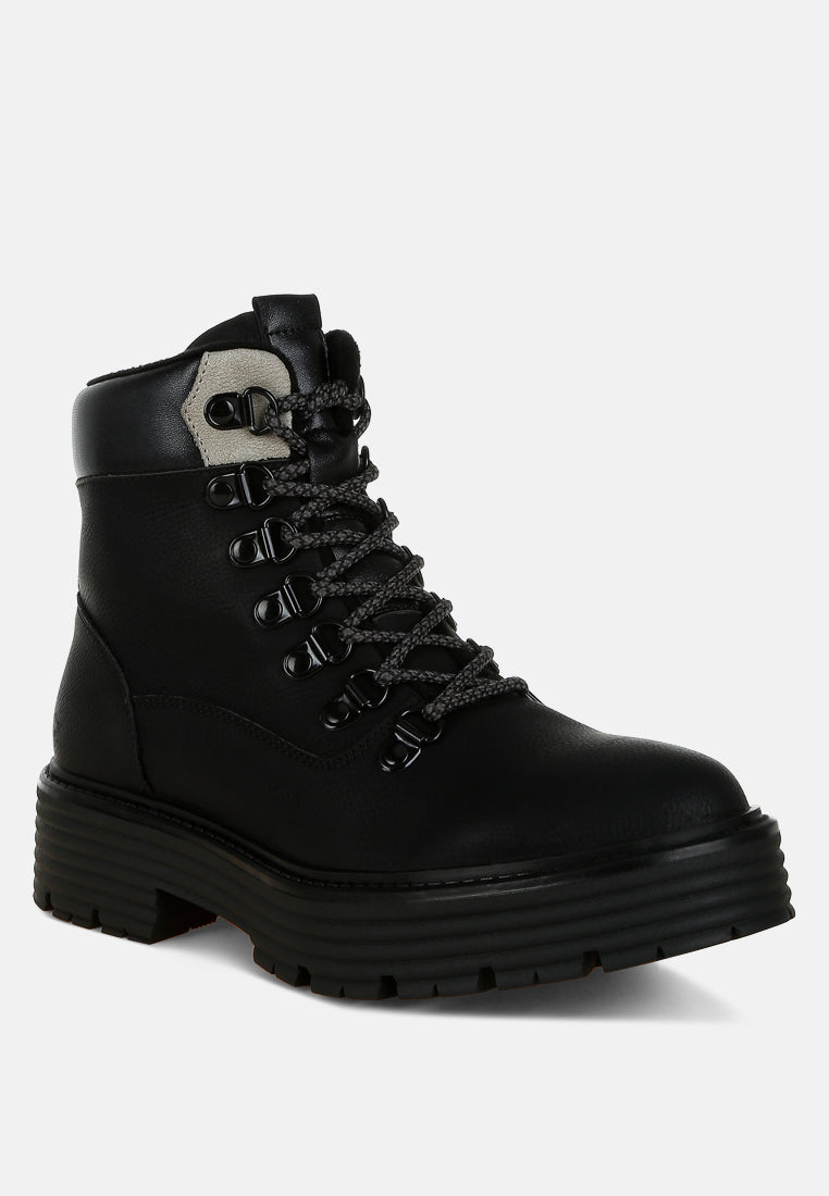 Lace-Up Chunky Warm Ankle Boots by RAG
