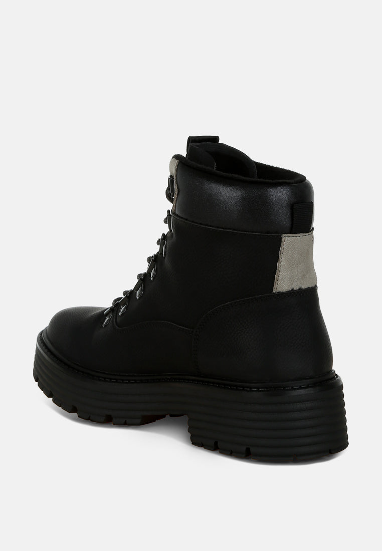 Lace-Up Chunky Warm Ankle Boots by RAG