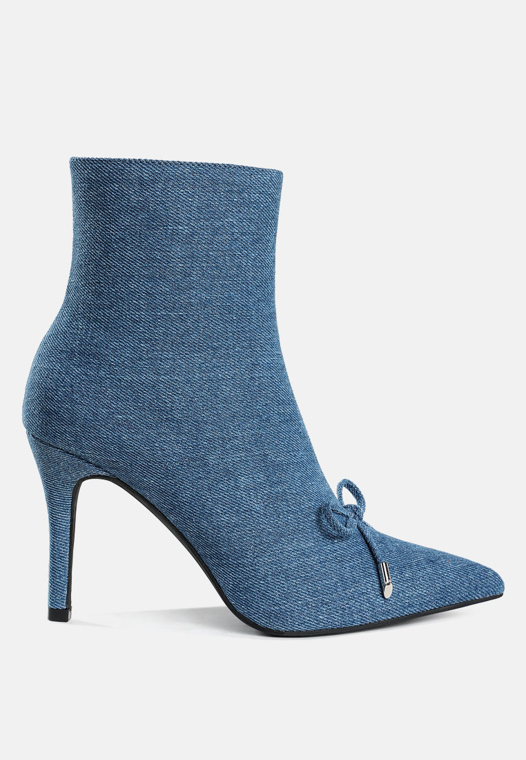 Bow Detail Denim Ankle Boots by Rag